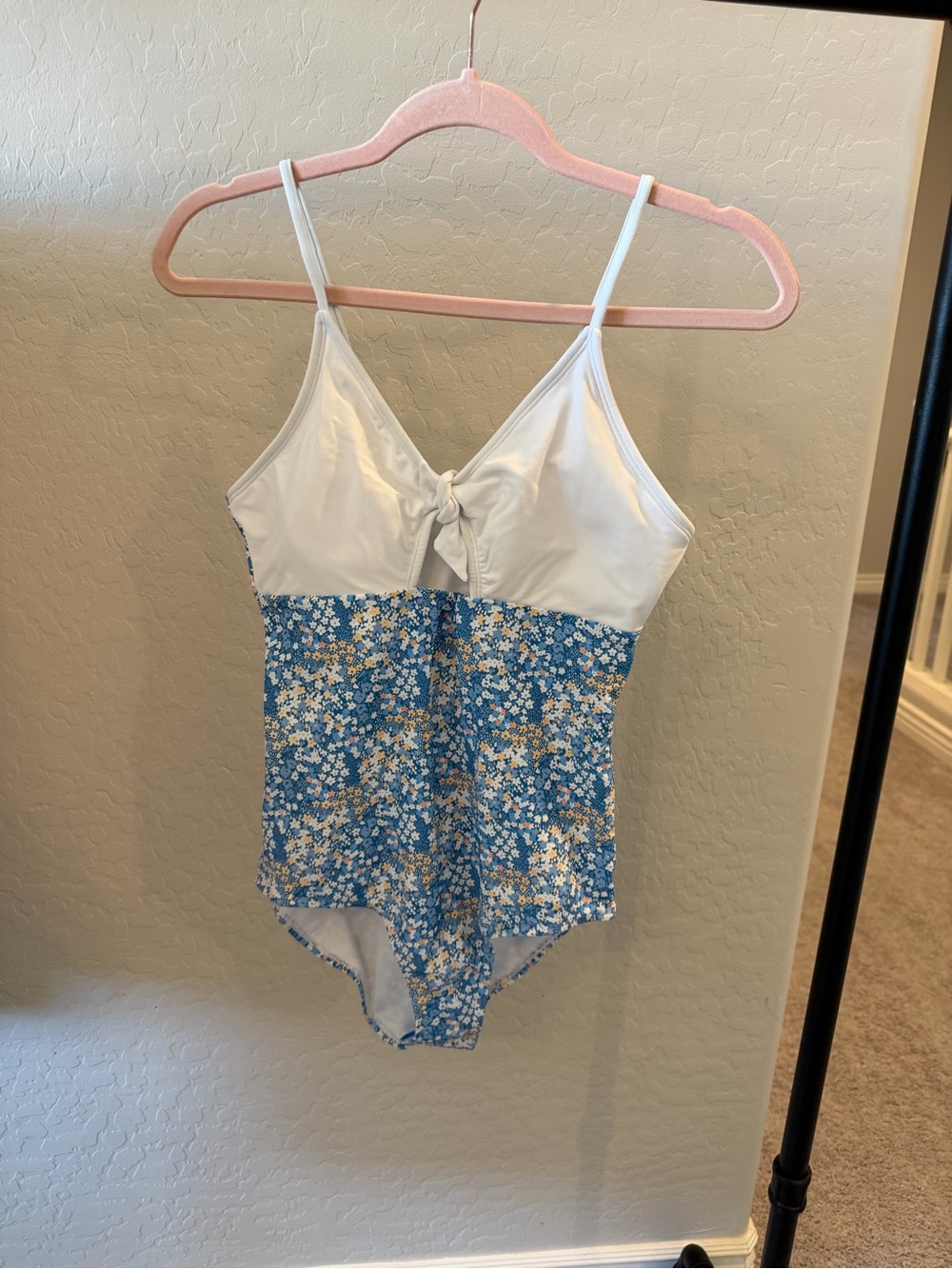 White & Blue Floral One-Piece Swimsuit